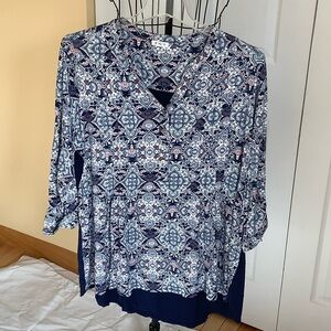 Westport Blue and White Patterned Blouse